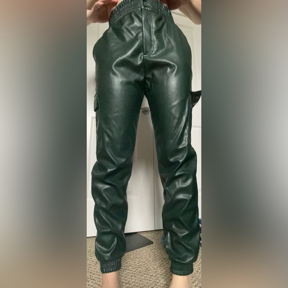Dark green fo-leather pants - Picture 1 of 2